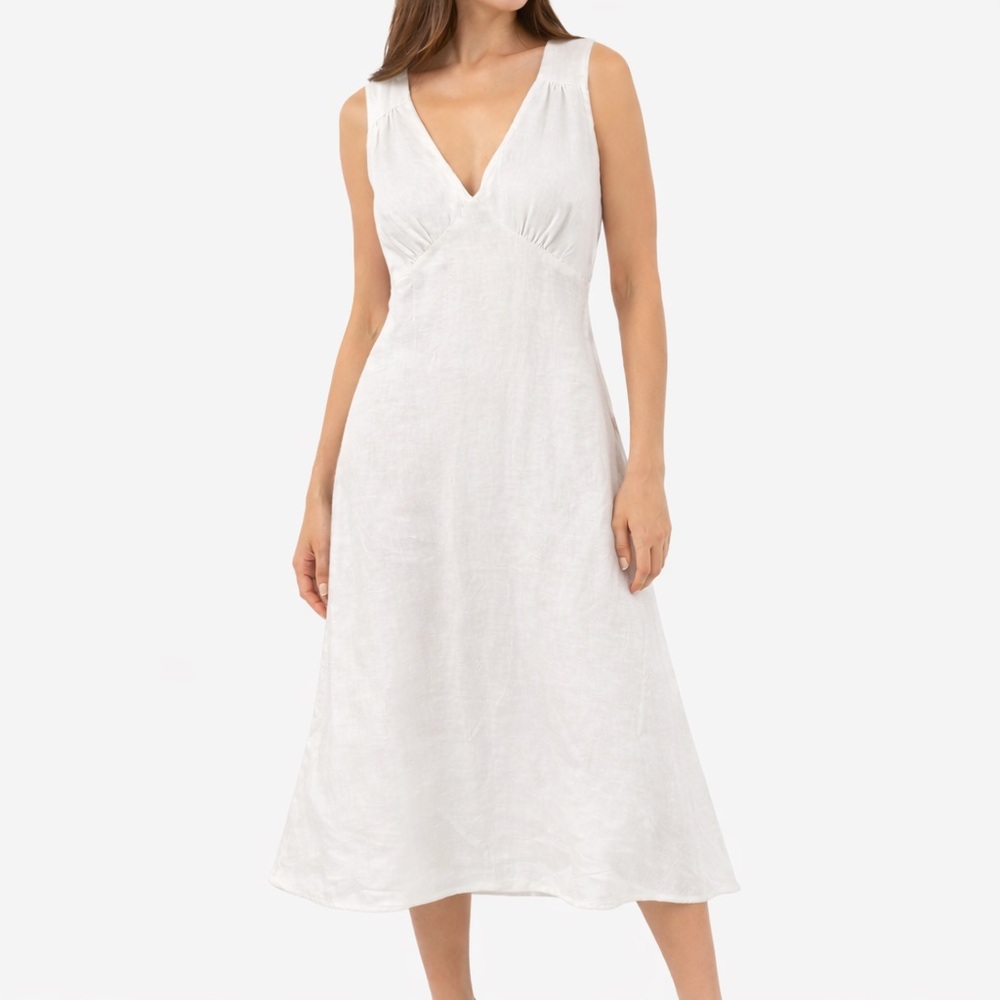 NEW! Amazhiyu 100% Linen White Maxi Dress - Size Large